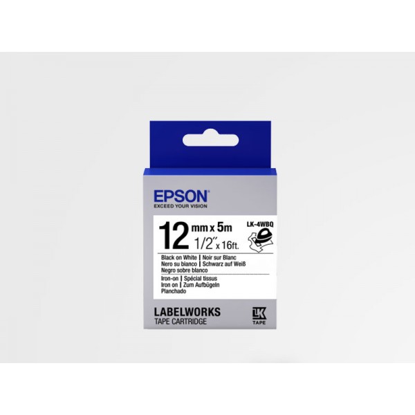 Epson Label Cartridge Iron on LK-4WBQ Black/White 12mm (5m)