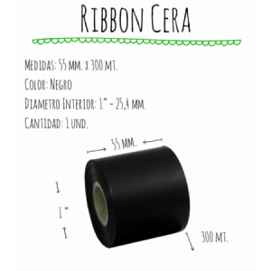 ROLLO RIBBON 055x300 NEGRO CERA