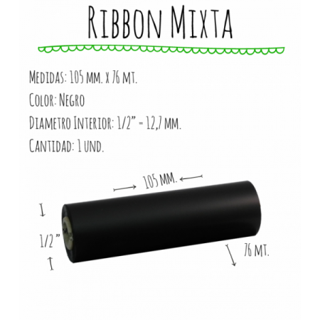 ROLLO RIBBON 105x076 NEGRO MIXTA