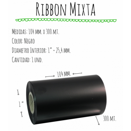 ROLLO RIBBON 104x300 NEGRO MIXTA