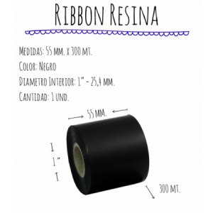 ROLLO RIBBON 055x300 NEGRO RESINA