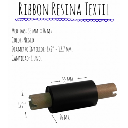 ROLLO RIBBON 055x076 NEGRO TEXTIL