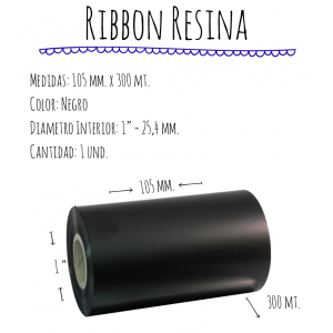 ROLLO RIBBON 105x300 NEGRO RESINA