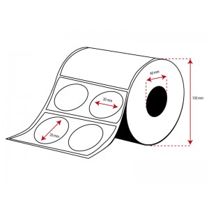 Rollo Etiquetas Inkjet Polipropileno 20mm diámetro en salida de 2(3000 Etiq.)