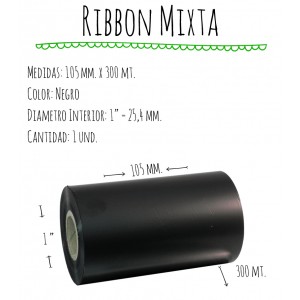 ROLLO RIBBON 105x300 NEGRO MIXTA