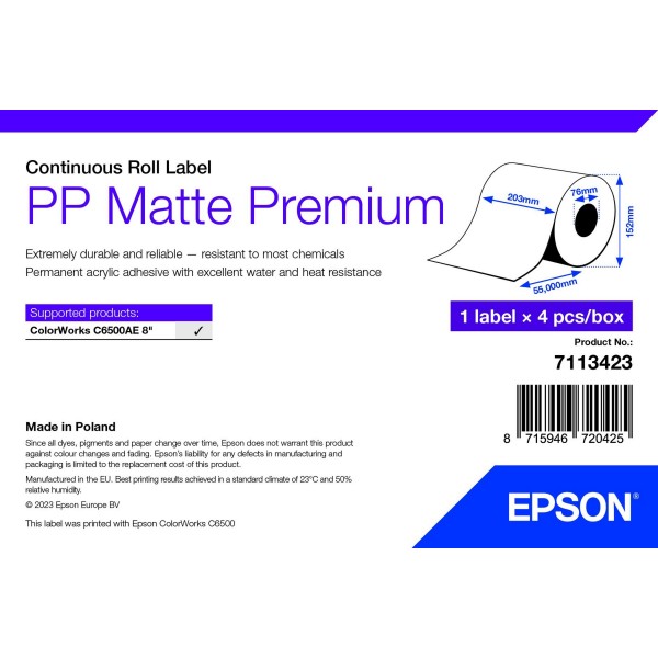 ROLLO Etiqueta Inkjet Polipropileno Mate Continuo 210mmx 55m ROLLO Etiqueta Inkjet Polipropileno Mate Continuo 210mmx 55m