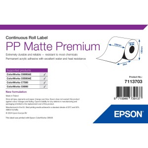 ROLLO Etiquetas Inkjet Mate PP Premium Continuo 105mmx 55m ( 55 m.)