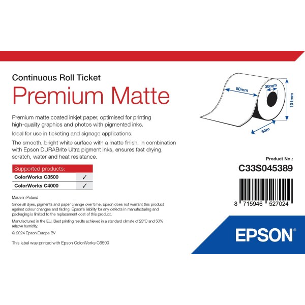 ROLLO Papel Mate Premium Continuo 80mmx 50m ( 50 m.) ROLLO Papel Mate Premium Continuo 80mmx 50m ( 50 m.)