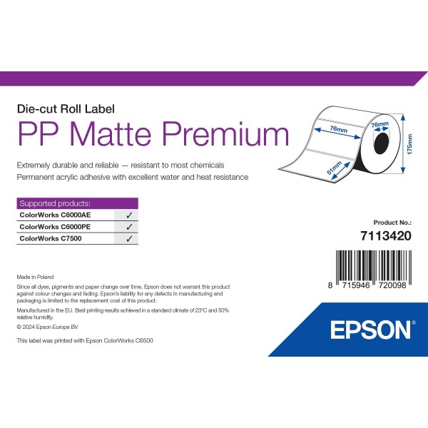 ROLLO Etiquetas Inkjet Mate PP Premium 76mmx 51mm (2310 Etiq.)