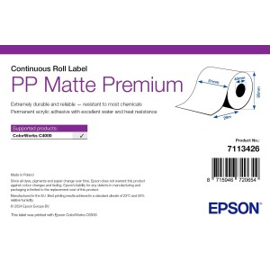 ROLLO Etiquetas Inkjet Mate PP Premium Continuo 51mmx 29m ( 29 m.)