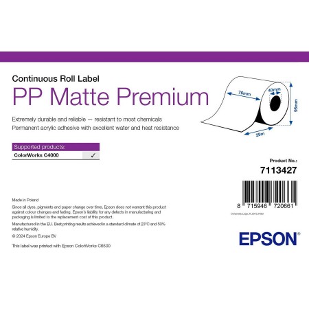 ROLLO Etiquetas Inkjet Mate PP Premium Continuo 76mmx 29m ( 29 m.)