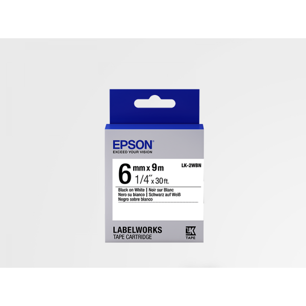 Cinta Estándar Epson LK-2WBN Negra/Blanca 6mm (9 m)