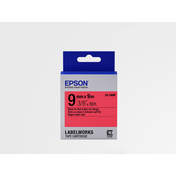 Cinta Color Pastel Epson LK-3RBP Negro/Rojo Pastel 9mm (9 m)