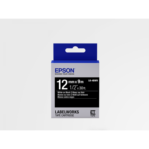 Cinta de Etiquetas Brillante Epson LK-4BWV Blanco/Negro 12mm (9 m) Cinta de Etiquetas Brillante Epson LK-4BWV Blanco/Negro 12mm (9 m)