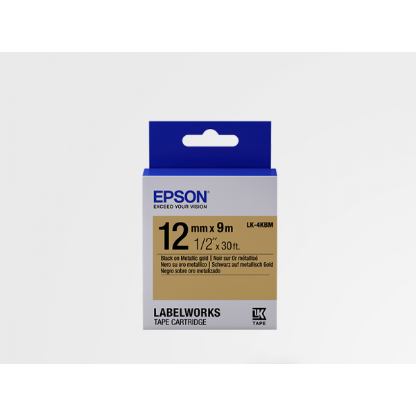 Cinta Metálica de Etiquetas Epson LK-4KBM Oro/Negro Metálico 12 mm (9 m) Cinta Metálica de Etiquetas Epson LK-4KBM Oro/Negro Metálico 12 mm (9 m)