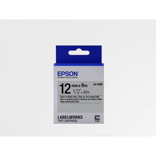 Cinta Mate Epson LK-4SBE Blanca/Plata Mate 12mm (9 m)