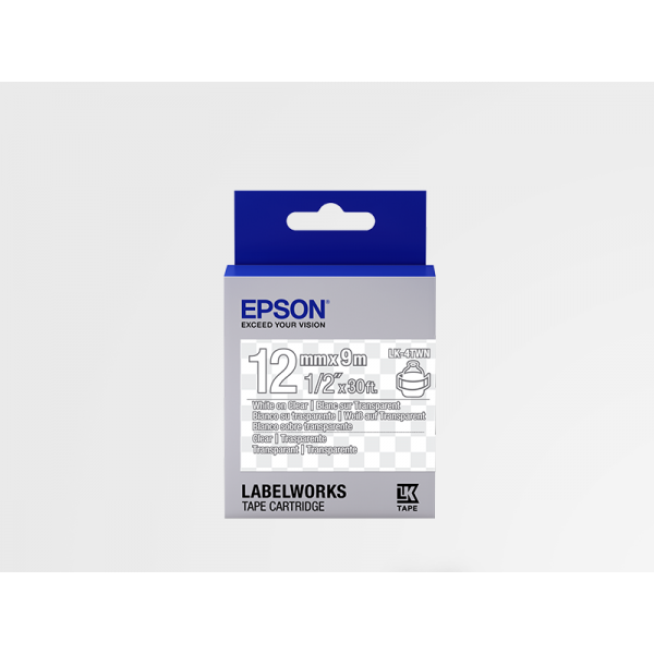 Cinta Adhesiva Resistente de Etiquetas Epson LK-4TWN Blanca/Transparente 12mm (9 m) Cinta Adhesiva Resistente de Etiquetas Epson LK-4TWN Blanca/Transparente 12mm (9 m)