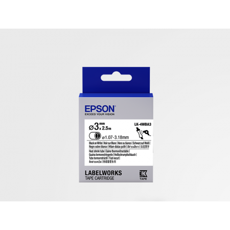 Cartucho de Etiquetas Epson (HST) LK-4WBA3 para Tubo Termorretráctil Negro/Blanco 3mm (2.5 m)