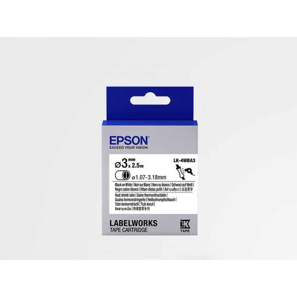 Cartucho de Etiquetas Epson (HST) LK-4WBA3 para Tubo Termorretráctil Negro/Blanco 3mm (2.5 m) Cartucho de Etiquetas Epson (HST) LK-4WBA3 para Tubo Termorretráctil Negro/Blanco 3mm (2.5 m)