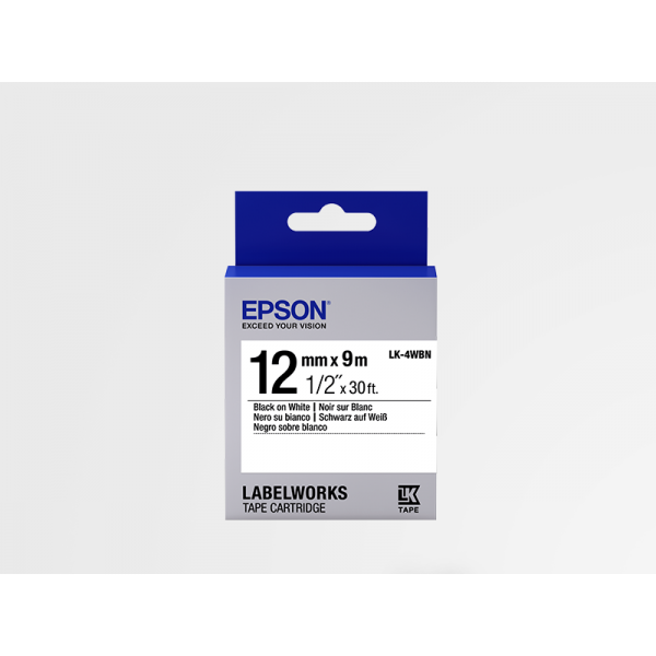 Cinta Estándar de Etiquetas Epson LK-4WBN Negra /Blanca 12mm (9 m)