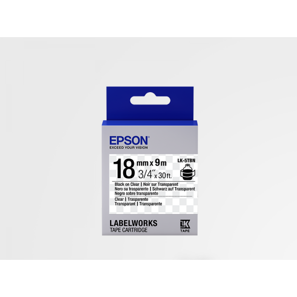 Cinta de Etiquetas Transparente Epson LK-5TBN Negra Transparente/Transparente 18mm (9 m)