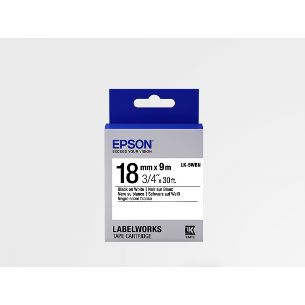 Cinta Estándar de Etiquetas Epson LK-5WBN Negra /Blanca 18mm (9 m)