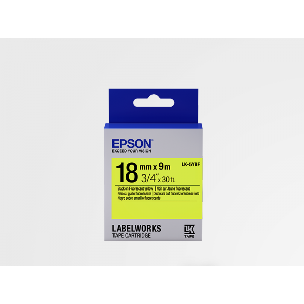 Cinta de Etiquetas Fluorescente Epson LK-5YBF Negro/Amarillo Fluorescente 18mm (9 m) Cinta de Etiquetas Fluorescente Epson LK-5YBF Negro/Amarillo Fluorescente 18mm (9 m)