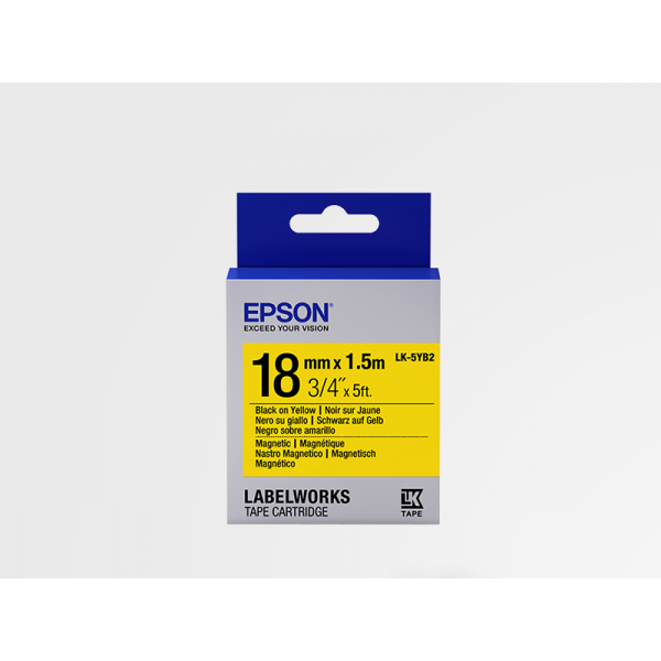 Cartucho de Etiquetas Magnéticas Epson LK-5YB2 Negro/Amarillo 18mm (1.5 m) Cartucho de Etiquetas Magnéticas Epson LK-5YB2 Negro/Amarillo 18mm (1.5 m)