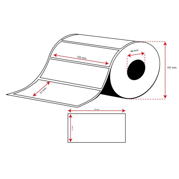 Rollo Etiquetas Inkjet Mate 102mmx 51mm ( 650 Etiq.) Rollo Etiquetas Inkjet Mate 102mmx 51mm ( 650 Etiq.)