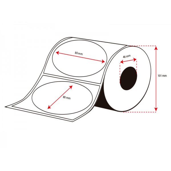 Rollo Etiquetas Inkjet Alto Brillo Continuo 80mm diámetro (500 Etiq.)